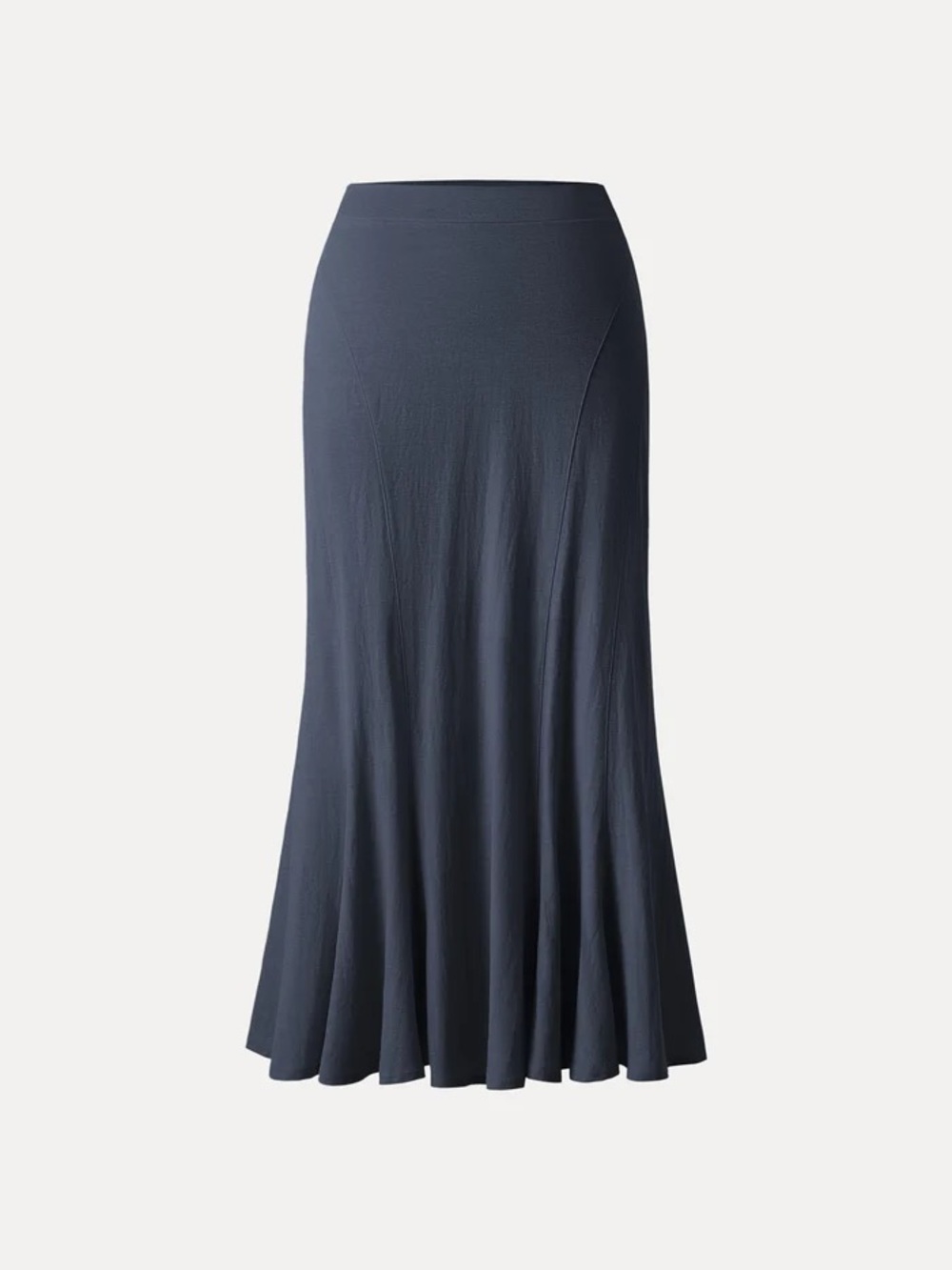 OGL Wrinkle-Resistant Cotton Linen Pull-On Midi Skirt Smoky Navy M NWT
